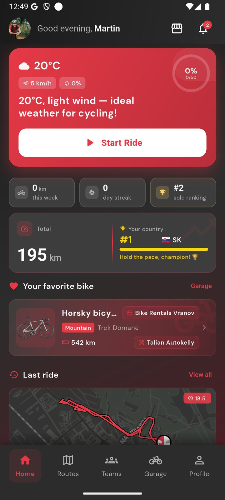Plus WorldBike home dashboard — weather and city ranking