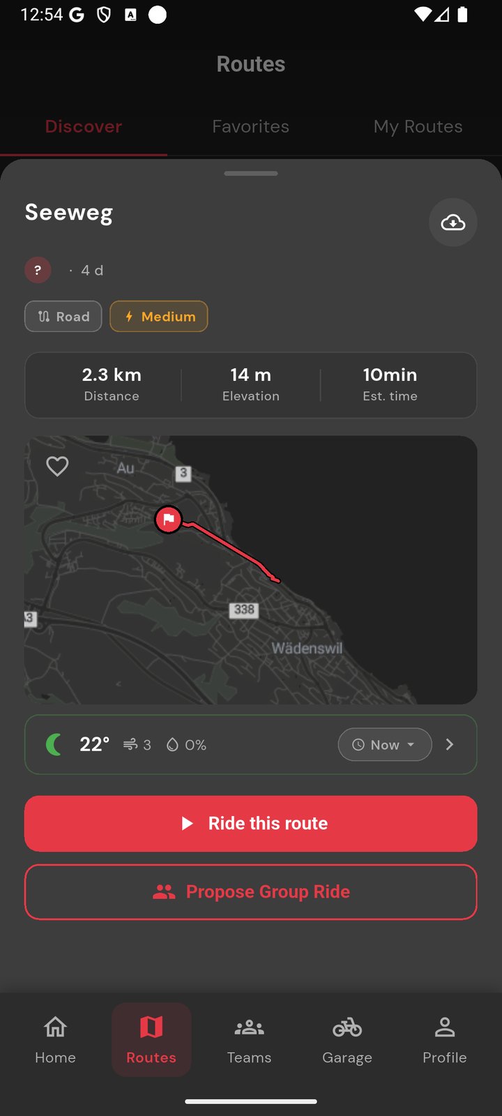 Route detail with map and elevation